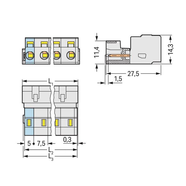 1-conductor male connector CAGE CLAMP® 2.5 mm² light gray image 3