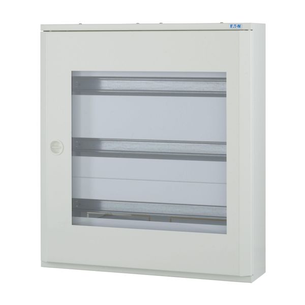 Complete surface-mounted flat distribution board with window, white, 24 SU per row, 3 rows, type C image 4