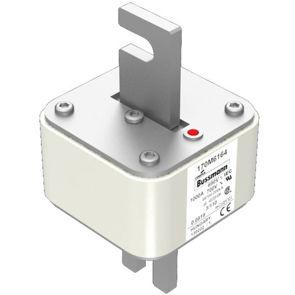 Fuse-link, high speed, 1000 A, AC 690 V, DIN 3, 76 x 90 x 139 mm, aR, DIN, IEC, single indicator image 3