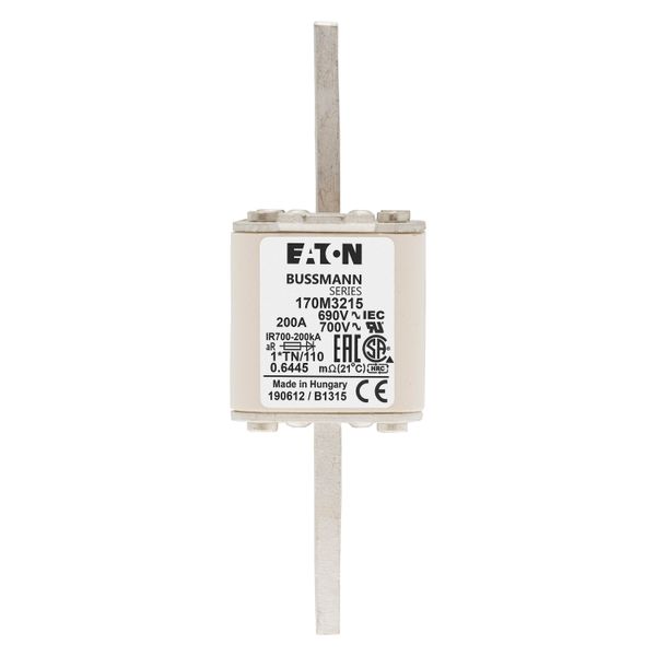 Fuse-link, high speed, 200 A, AC 690 V, compact DIN 1, 45 x 58 x 134 mm, aR, DIN, IEC, single indicator, 80 mm centres image 14