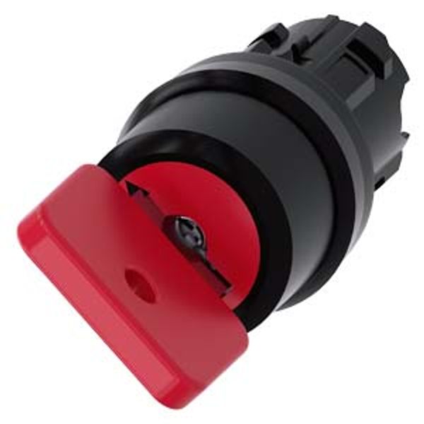 3SU1000-4FF01-0AA0-Z Y11 Key-operated switch O.M.R, 22 mm, round, plastic, lock number 73037, red, with 2 keys, 2 switch positions O-I, latching, actuating angle 90°, 10:30h/13:30h, image 1