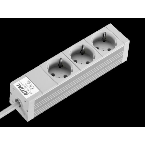 DK Socket strip, CEE 7/3 (type F), 3-way, 250 V, 16 A, LHD: 262,6x44x44 mm image 2