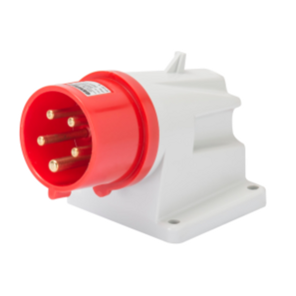 90° ANGLED SURFACE MOUNTING INLET - IP44 - 3P+N+E 32A 380-415V 50/60HZ - RED - 6H - SCREW WIRING image 1