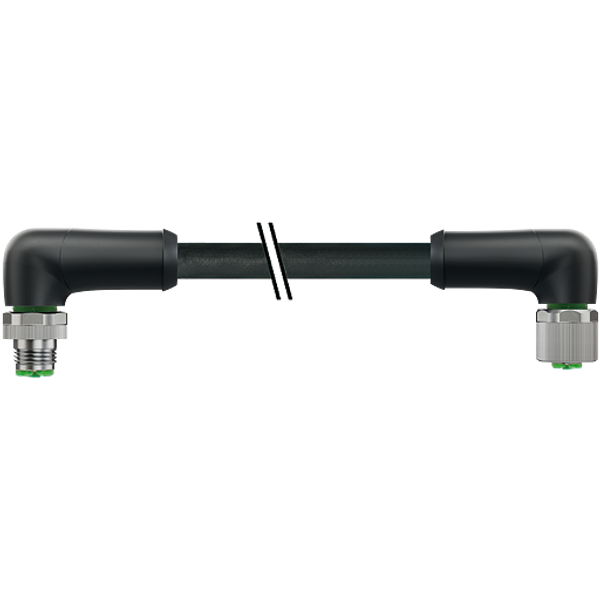 M12 Power male 90° / female 90° K-cod. PUR 5x1.5 bk +drag ch. 1.5m image 1