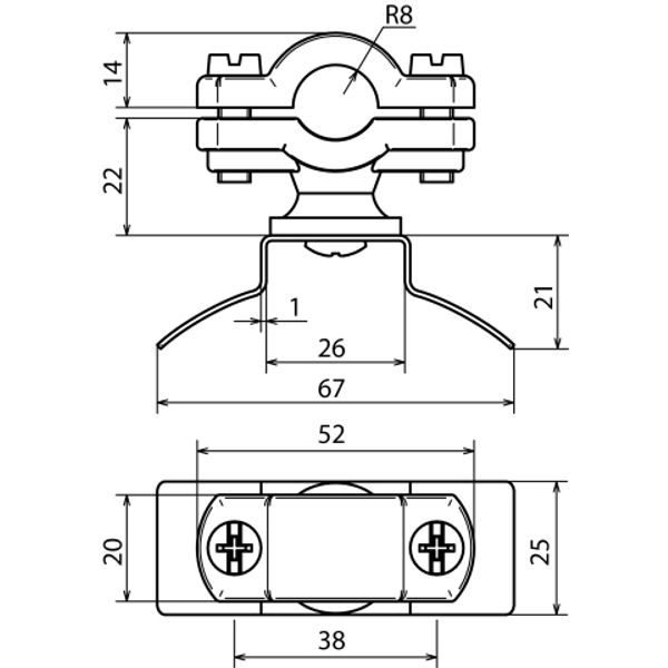 Rod holder PA f. Rd 16mm w. fixing part StSt f. tensioning strap 14x0. image 2