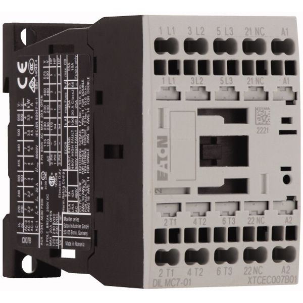 Contactor, 3 pole, 380 V 400 V 3 kW, 1 NC, 24 V DC, DC operation, Spring-loaded terminals image 4