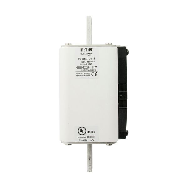 Fuse-link, high speed, 355 A, DC 1500 V, 3L, 75 x 205 mm, gPV, IEC, UL, with indicator, bolted contacts image 9