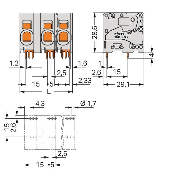 2636-1355 PCB terminal block; 16 mm²; Pin spacing 15 mm image 4