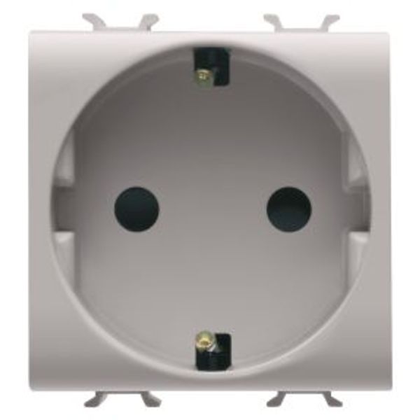 GERMAN STANDARD SOCKET-OUTLET 250V ac - QUICK WIRING TERMINALS - 2P+E 16A - 2 MODULES - NATURAL SATIN BEIGE - CHORUSMART image 1