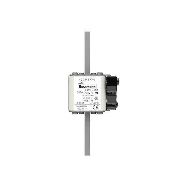 Fuse-link, high speed, 500 A, AC 690 V, compact size 1, 45 x 59 x 148 mm, aR, IEC, UL, single indicator image 12