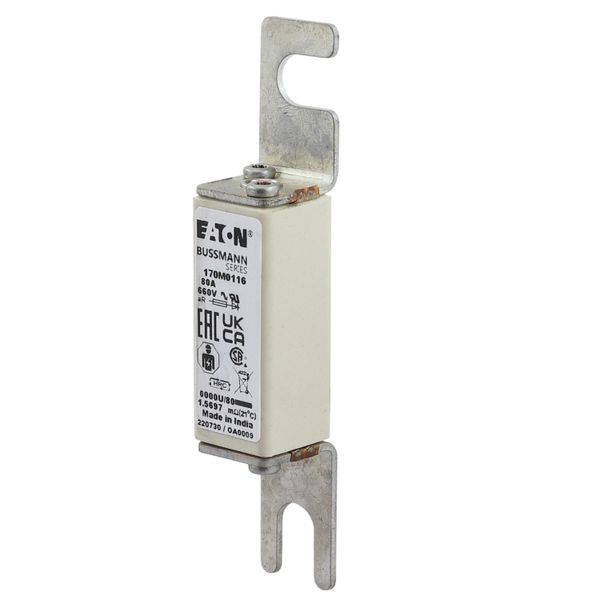 Fuse-link, high speed, 80 A, AC 660 V, size 0000, 18 x 19 x 100 mm, aR, UL image 16