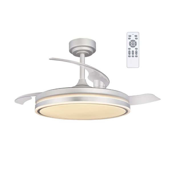 Moss Grey LED Ceiling Fan 72W 7920Lm CCT Dim Folding blades image 1