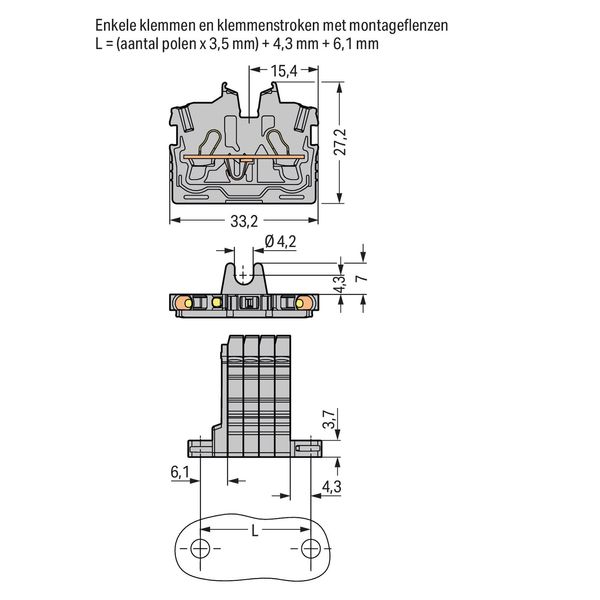 2-conductor miniature through terminal block with operating slots 1 mm image 5