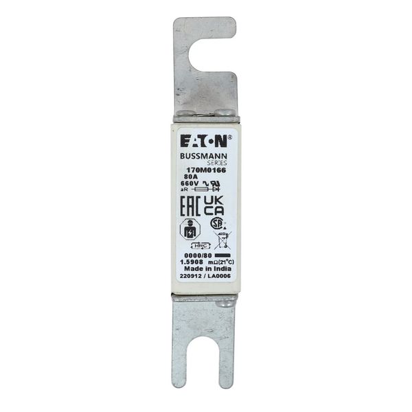 Fuse-link, high speed, 80 A, AC 660 V, size 0000, 18 x 19 x 100 mm, aR, UL, visual indicator image 7