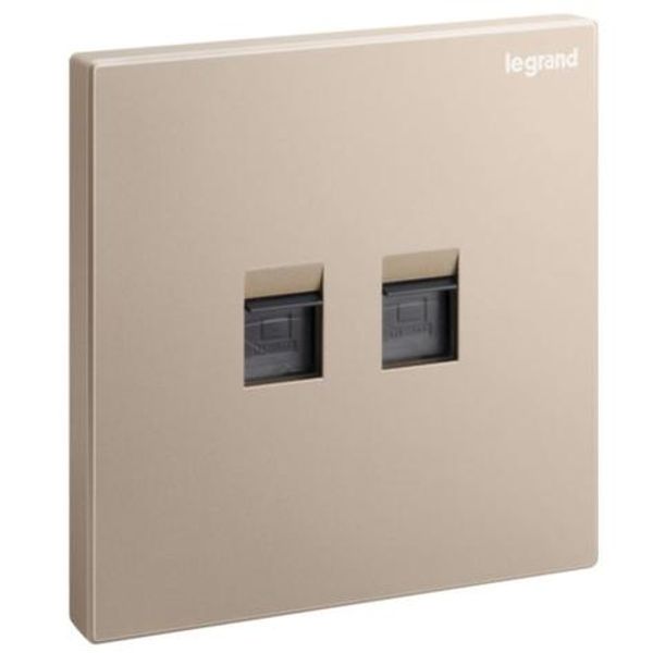 Galion - 1 gang double RJ 45 category 5E UTP socket outlet - rose gold image 1