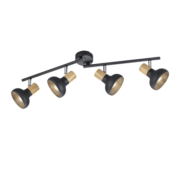 Latika spotlight 4-pc E14 matt black/wood image 1