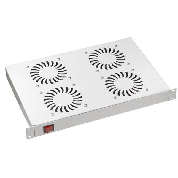 Fan-unit 19" / 1U, 4 fans, Switch (on/off), RAL7035 image 1