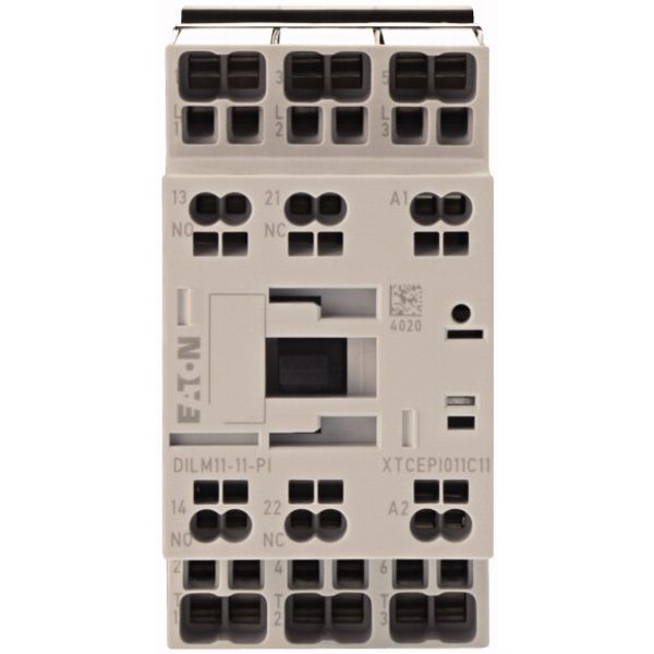 Contactor, 3 pole, 380 V 400 V 5 kW, 1 N/O, 1 NC, 42 V 50 Hz, 48 V 60 Hz, AC operation, Push in terminals image 1