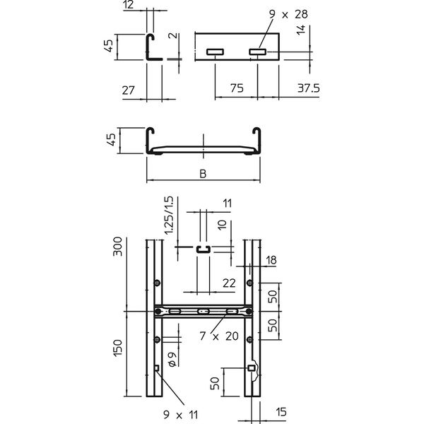 SLG 450 NS 3 FS Cable ladder heavy, perforated, NS rung 45x500x3000 image 2