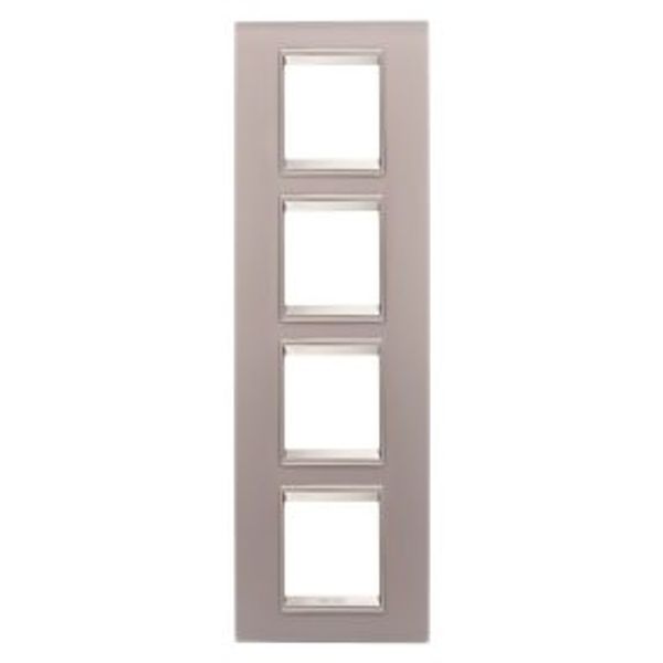 LUX INTERNATIONAL PLATE - IN GLASS - 2+2+2+2 MODULES VERTICAL - PERLY GRAY - INNER FRAME MATT LIGHT BRONZE - CHORUSMART image 1