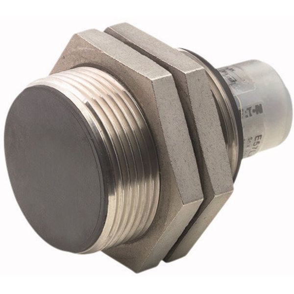 Proximity switch, E57 Premium+ Short-Series, 1 N/O, 2-wire, 40 - 250 V AC, 20 - 250 V DC, M30 x 1.5 mm, Sn= 10 mm, Flush, NPN/PNP, Stainless steel, Pl image 1