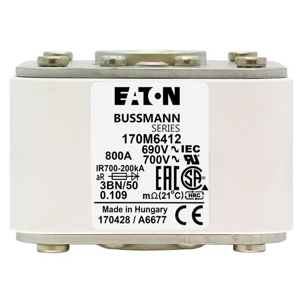 Fuse-link, high speed, 800 A, AC 690 V, size 3, aR, IEC, UL, single indicator image 11