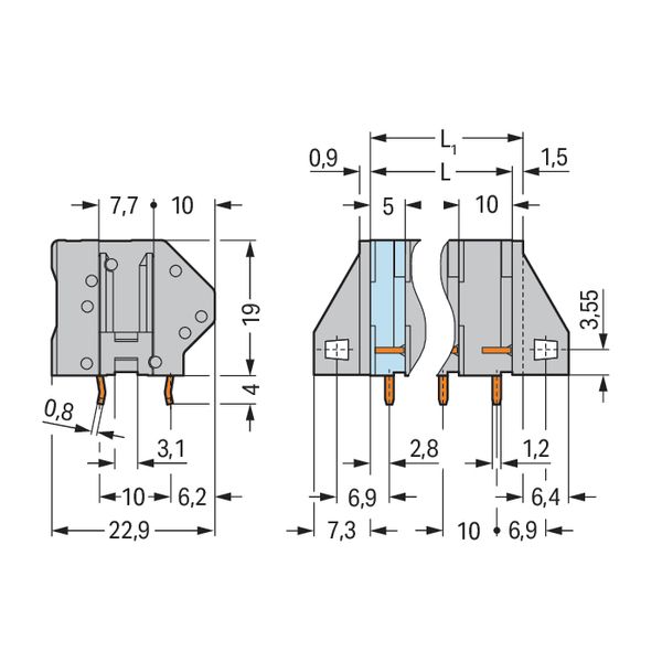 PCB terminal block 4 mm² Pin spacing 10 mm gray image 4