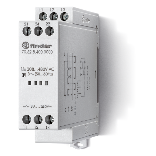 Monitoring relay 3ph.2CO 8A/208-480VAC/Non-adjustable detection values (70.62.8.400.0000) image 1