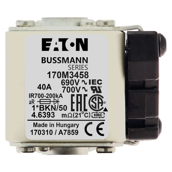 Fuse-link, high speed, 40 A, AC 690 V, compact size 1, 45 x 59 x 51 mm, aR, IEC, UL, single indicator image 17