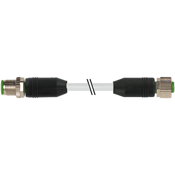 M12 male 0° / M12 female 0° A-cod. PUR 2x1.5 gy UL/CSA+drag ch. 13m image 1