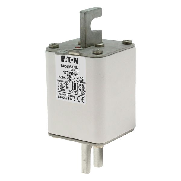 Fuse-link, high speed, 500 A, AC 1250 V, size 2, 61 x 75 x 138 mm, aR, DIN, IEC, type T indicator image 6