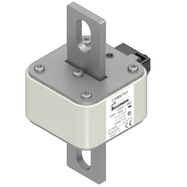 Fuse-link, high speed, 700 A, AC 690 V, size 3, 76 x 92 x 139 mm, aR, IEC, UL, single indicator image 3