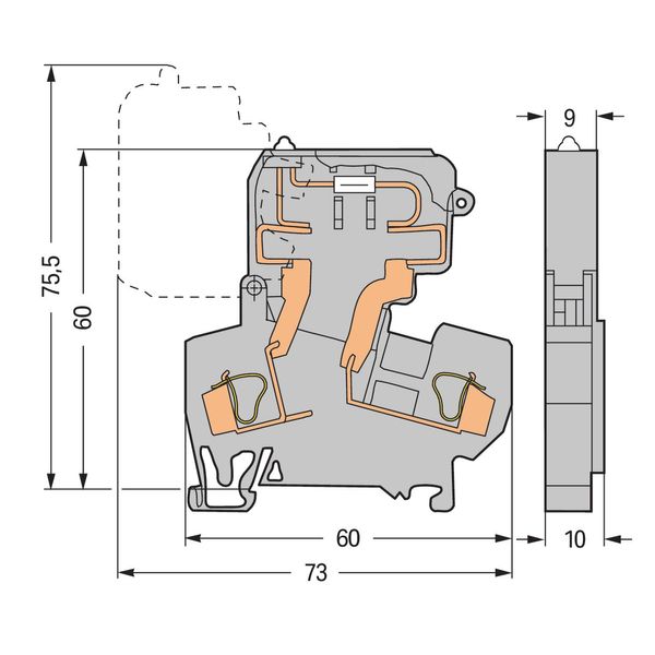 2-conductor fuse terminal block with pivoting fuse holder for miniatur image 2