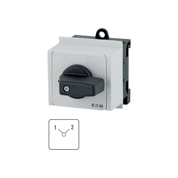Reversing switches, T0, 20 A, service distribution board mounting, 3 contact unit(s), Contacts: 5, 90 °, maintained, Without 0 (Off) position, 1-2, SO image 4