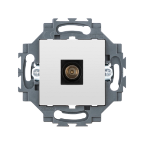 COAXIAL TV SOCKET-OUTLET, CLASS A SHIELDING - IEC MALE CONNECTOR 9,5 MM - DIRECT - 2 MODULE - WHITE - DAHLIA image 1