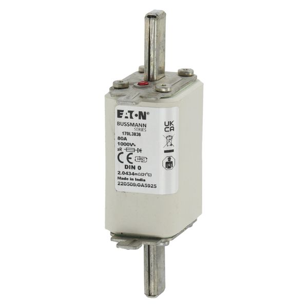 Fuse-link, high speed, 80 A, AC 1000 V, DIN 0, 35 x 60 x 125 mm, aR, DIN, IEC, single indicator image 16