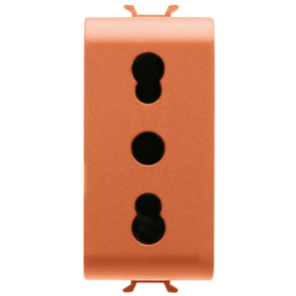 ITALIAN STANDARD SOCKET-OUTLET 250V ac - FOR DEDICATED LINES - 2P+E 16A DUAL AMPERAGE - P11-P17 - 1 MODULE - ORANGE - CHORUSMART image 1