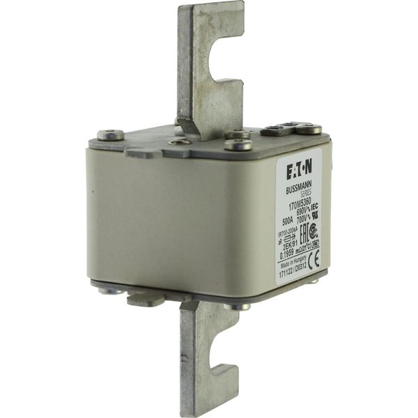 Fuse-link, high speed, 500 A, AC 690 V, size 2, 61 x 77 x 126 mm, aR, IEC, UL, single indicator image 9