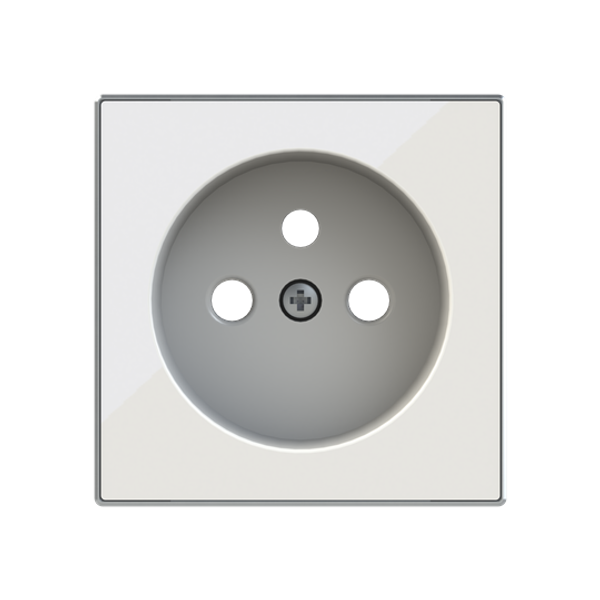 8587.9 CB Flat cover plate for French socket outlet - White Glass Socket outlet Central cover plate White - Sky Niessen image 1