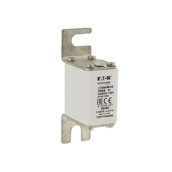 Fuse-link, high speed, 100 A, AC 1000 V, size 00, 30 x 47 x 98 mm, aR, DIN, IEC, single indicator image 11