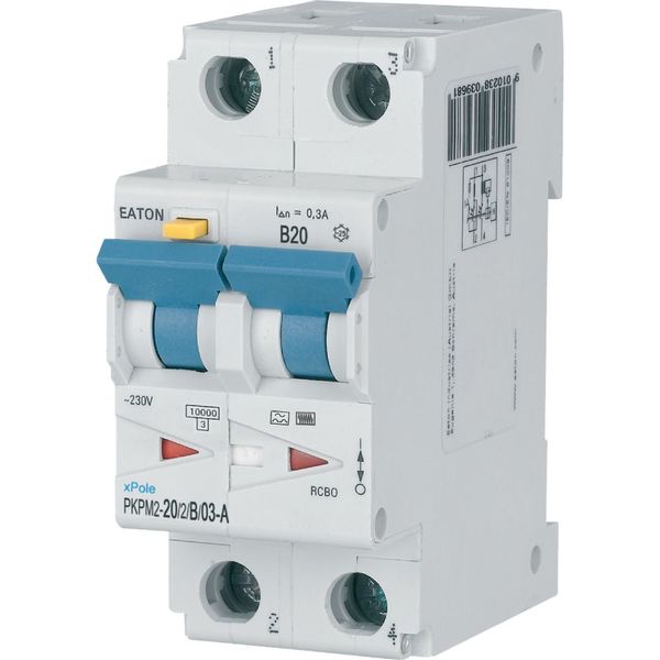 RCD/MCB combination, 20 A, 300 mA, MCB trip characteristic: B, 2p, RCD trip characteristic: A image 12