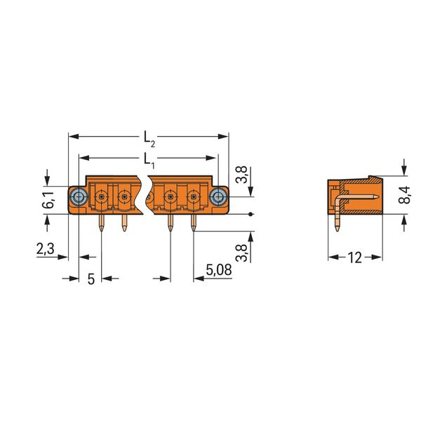 THT male header 1.0 x 1.0 mm solder pin angled orange image 2