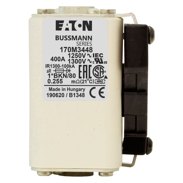 Fuse-link, high speed, 400 A, AC 1250 V, compact size 1, 45 x 59 x 81 mm, aR, IEC, UL, single indicator image 8