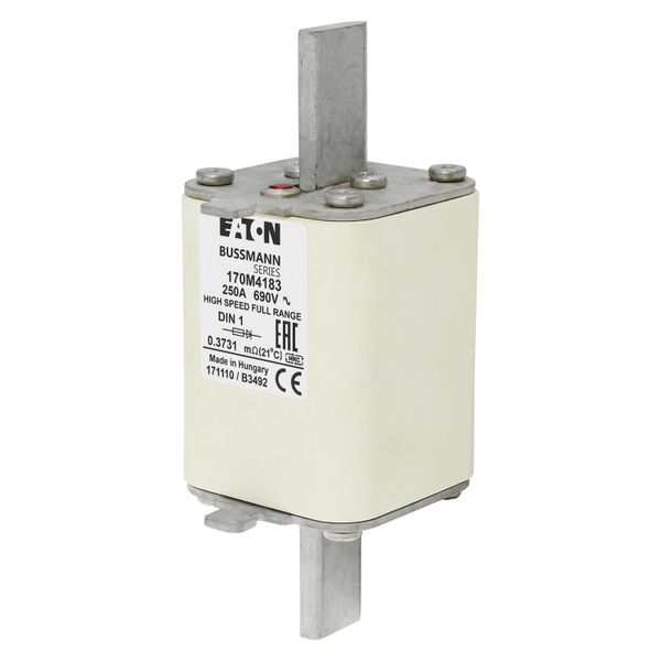 Fuse-link, high speed, 250 A, AC 690 V, DIN 1, 52 x 66 x 135 mm, gR, DIN, IEC, single indicator image 6