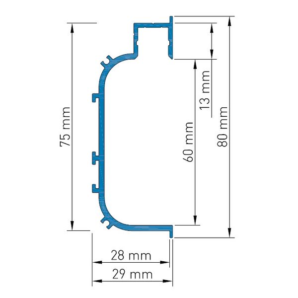 Aluminium profile KLC, L-2000mm W-29mm H-80mm image 2