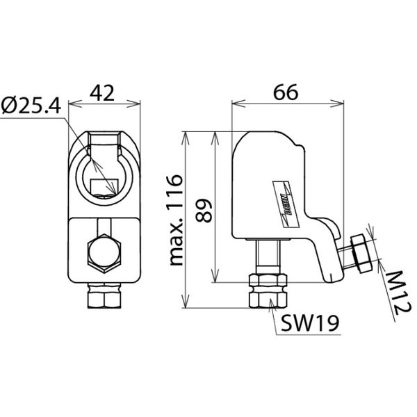 Ball head cap D 25mm, rigid, with hexagon shaft f. conductors 16-150mm image 2