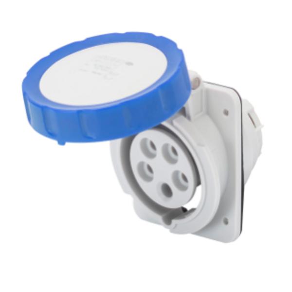 10° ANGLED FLUSH-MOUNTING SOCKET-OUTLET HP - IP66/IP67 - 3P+N+E 16A 200-250V 50/60HZ - BLUE - 9H - SCREW WIRING image 1
