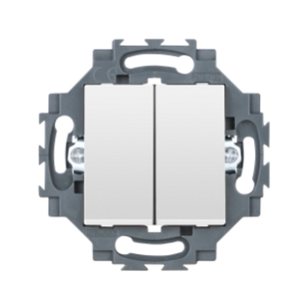 DOUBLE ONE-WAY SWITCH 1P 250V ac - QUICK WIRING TERMINALS - 10AX - NEUTRAL - WHITE - DAHLIA image 1