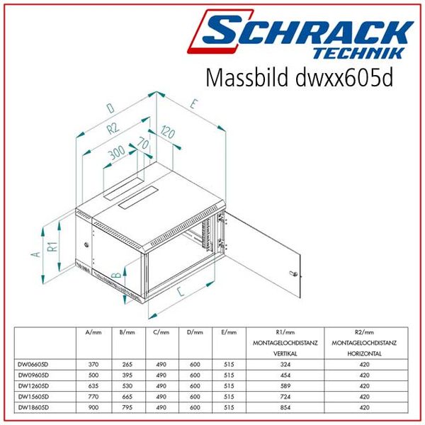 Network Enclosure Wall DW Dualbloc, W600xH900xD515, 19",18U image 12