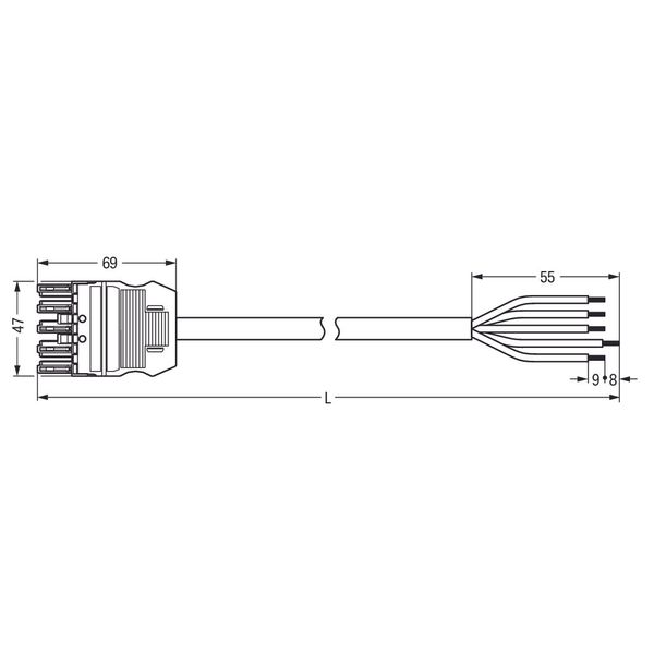 pre-assembled connecting cable;Eca;Socket/open-ended;black image 2